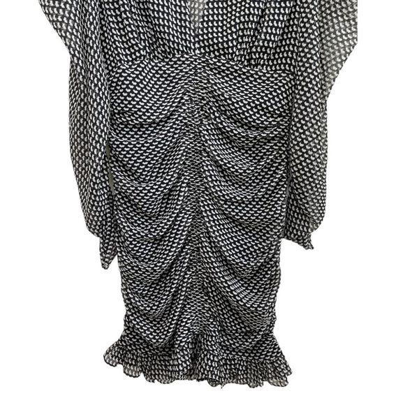 ZARA Sheer Gathered Puff Sleeve Mini Dress size M - Picture 3 of 9